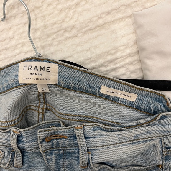 FRAME WOMENS LE SKINNY LE JEANNE JEANS LIGHT BLUE LOW RISE SIZE 25 - Picture 4 of 6